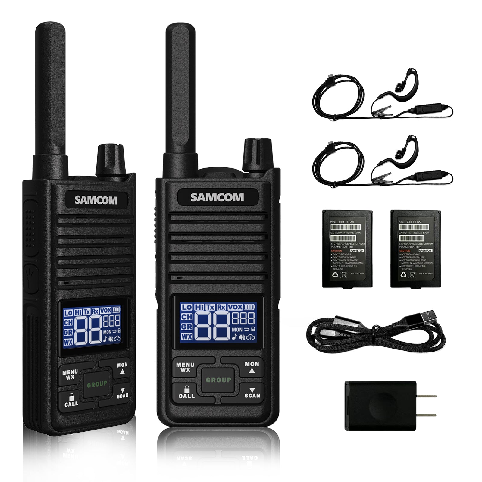 SAMCOM T2 GMRS Walkie Talkies Long Range, 2 Pcs