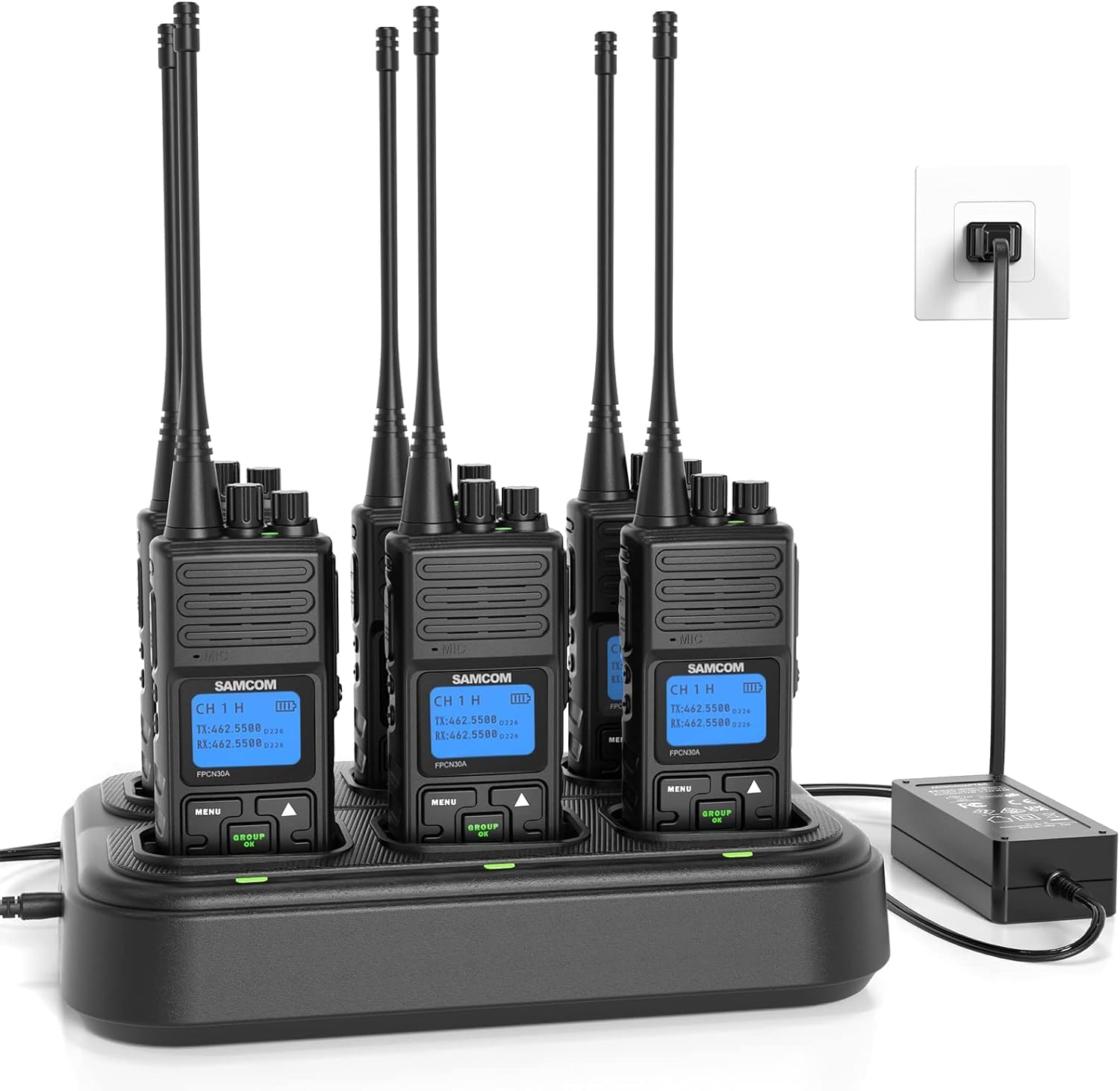 SAMCOM Two Way Radio Long Range Rechargeable, 5W 2 Way Radio with Multi-Unit Charger