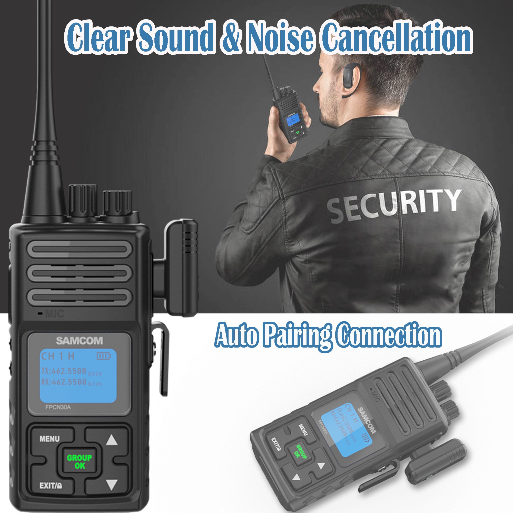 SAMCOM BTEAR01 Kabelloser Ohrhörer Für 2-Wege-Funk – Mit Airtube, 10h Sprechzeit, Für FPCN30A/FPCN10A
