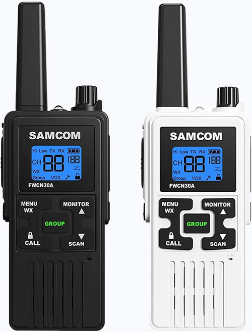SAMCOM FRS Two Way Radios Rechargeable Walkie Talkies for Adults,Black & White