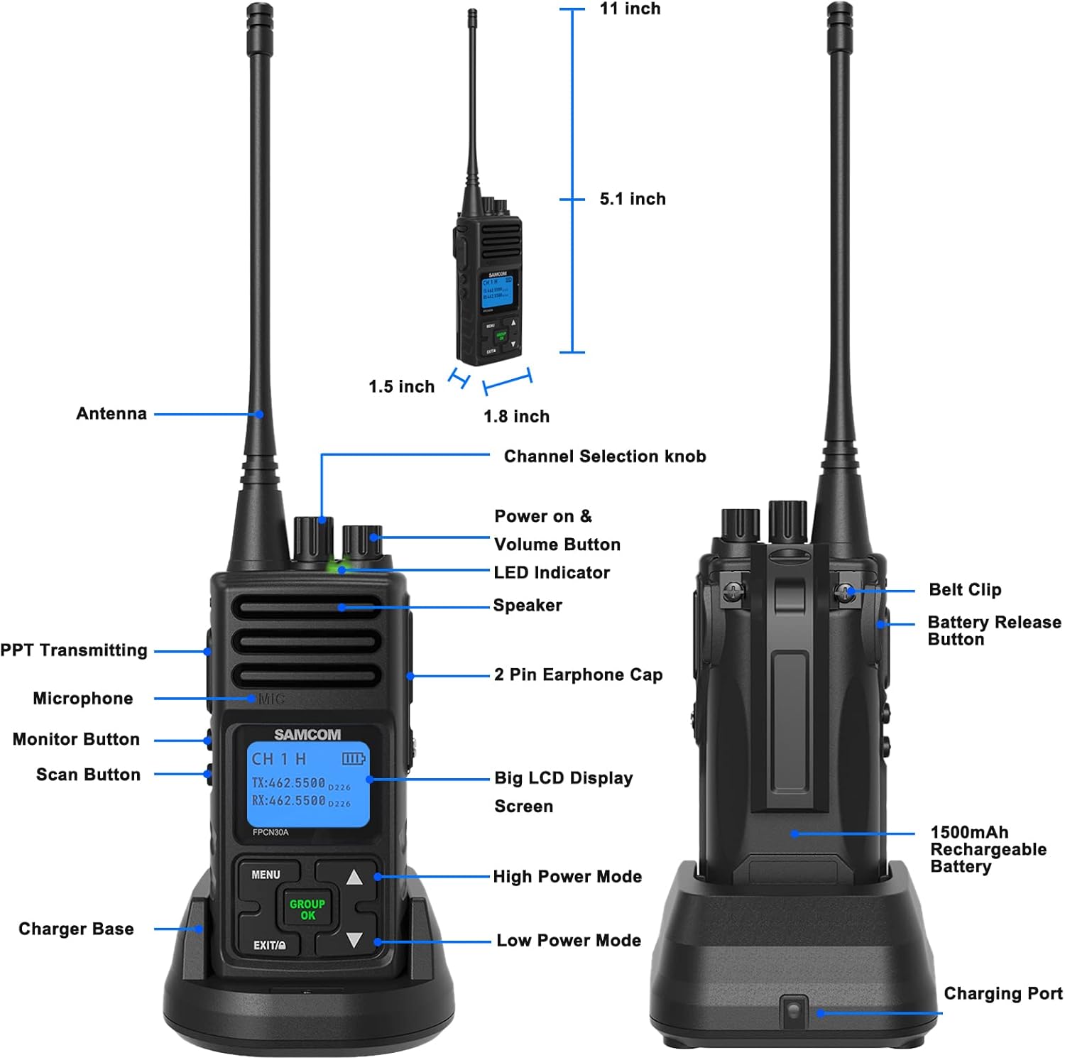 TOMさま専用② Amazon.com: SAMCOM FPCN10A Two Way Radios Long Range 3000mAh