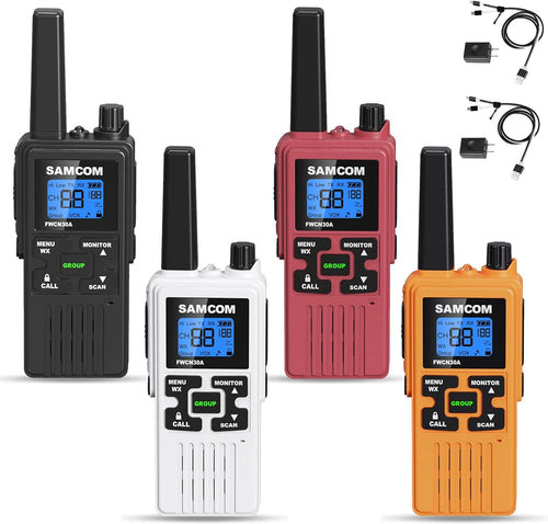 SAMCOM FRS Walkie Talkies Long Range, Two Way Radios for Adults Kids, 4 Colors